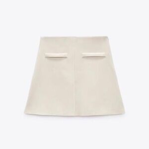 NWOT Zara beige cream faux suede mini skirt XS